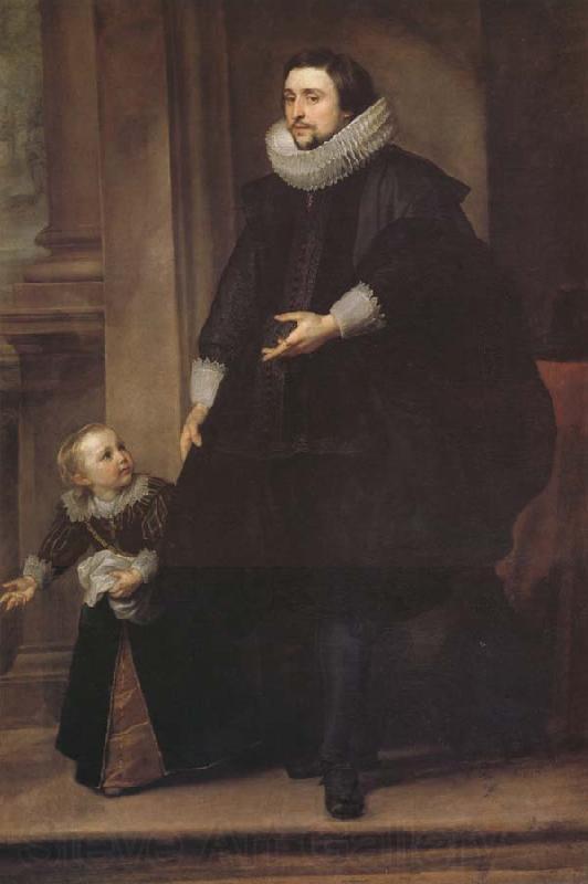 Anthony Van Dyck Portrait d'un homme de qualite et d'un enfant Spain oil painting art